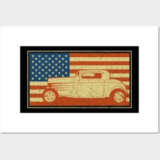 Vintage Hot Rod American Flag Posters and Art